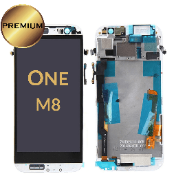 [LCD-HTCM8-WF-WH] LCD Assembly for  HTC One M8 With Frame - White