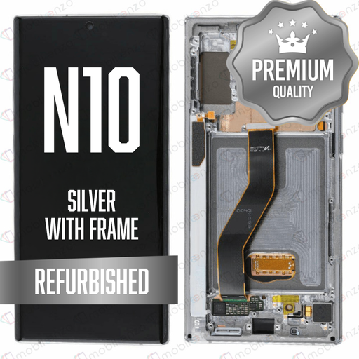 [LCD-N10-WF-SI] OLED Assembly for Samsung Galaxy Note 10 (N970) with Frame - Silver (Premium)