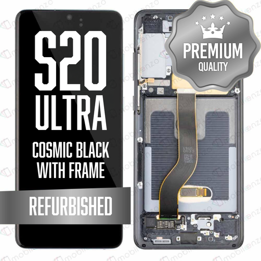 [LCD-S20U-WF-BK] OLED Assembly for Samsung Galaxy S20 Ultra / 5G With Frame - Cosmic Black (Refurbished)