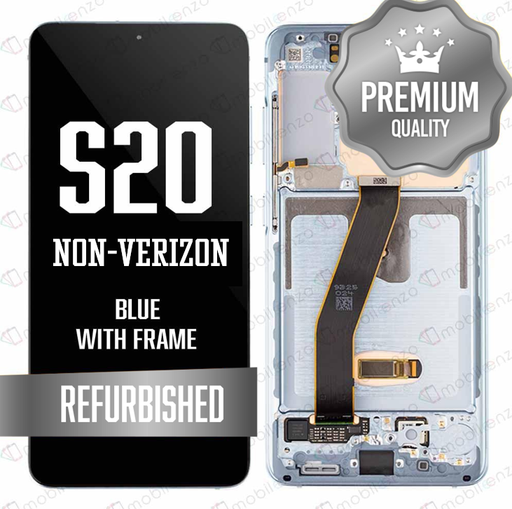 [LCD-S20-WF-BL] OLED Assembly for Samsung Galaxy S20 With Frame - Cloud Blue (Non-Verizon 5G UW Frame) (Refurbished)
