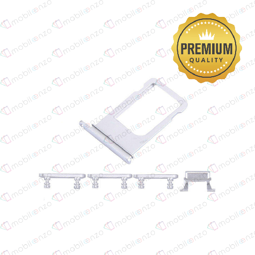 [SP-I7P-ST-PM-WH] Sim Card Tray and Hard Buttons Set For iPhone 7 Plus (White) (Premium) 