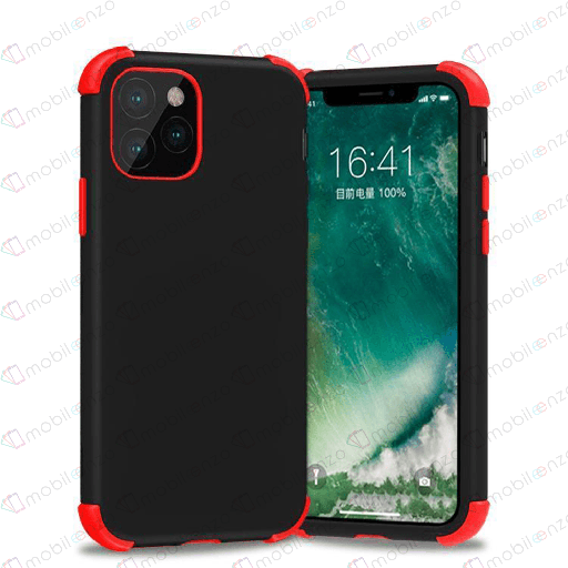 [CS-I12M-BHCL-BKRD] Bumper Hybrid Combo Case for iPhone 12 Mini (5.4) - Black & Red Edge
