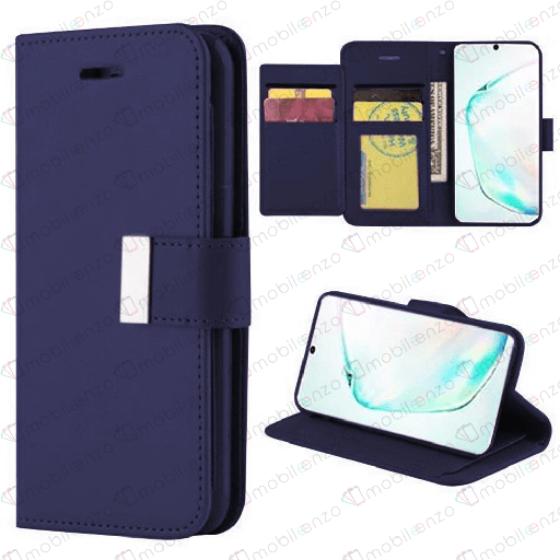 [CS-I12PM-FLW-DBL] Flip Leather Wallet Case for iPhone 12 Pro Max (6.7) - Dark Blue