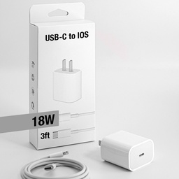 [AC-USB-C2L] USB-C / PD Fast Charger / 18W Power Adapter with USB-C to 3FT IOS Cable