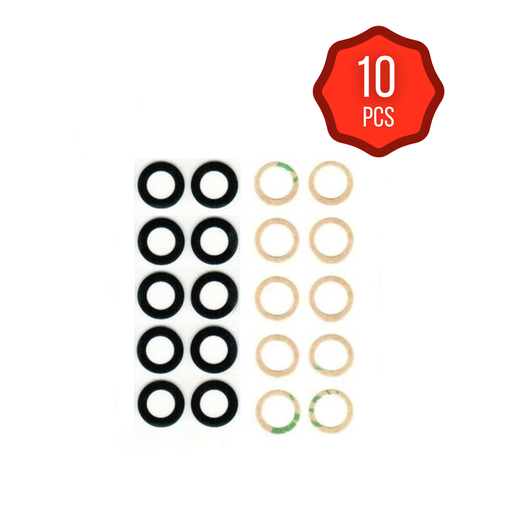 [SP-I8-BCLWADT-GO-10P-BK] Back Camera Lens (Glass Only) With Adhesive For For iPhone 8 / 7 / SE (2020/2022) Black (10 Pack) (Premium)