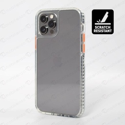 [CS-I12M-NSC-OR] Scratch-Resistant Case for iPhone 12 Mini (5.4) - Clear w/ Orange Button