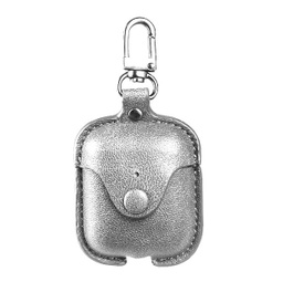 [CS-AP2-LB-SI] Leather Bag Case for AirPods (1st & 2nd Gen) - Silver