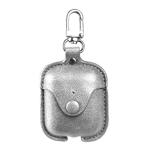 [CS-AP2-LB-SI] Leather Bag Case for AirPods (1st & 2nd Gen) - Silver