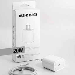[AC-USB-C2L-20W] USB-C / PD Fast Charger / 20W Power Adapter with 3ft USB-C to IOS Cable