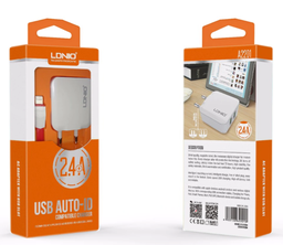 [AC-LDN-A2201] LDNIO 2.4A  2 USB Wall Charger with IOS Cable