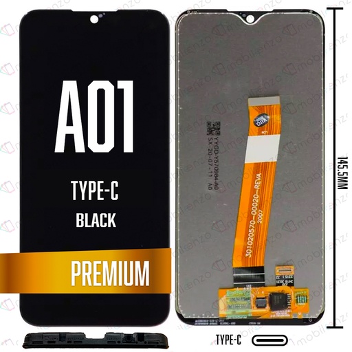 [LCD-A015VC-BK] LCD Assembly for Galaxy A01 (A015V/S111DL/2020 (Type-C USB Frame / Narrow FPC Connector) - Black (Premium/Refurbished) 
