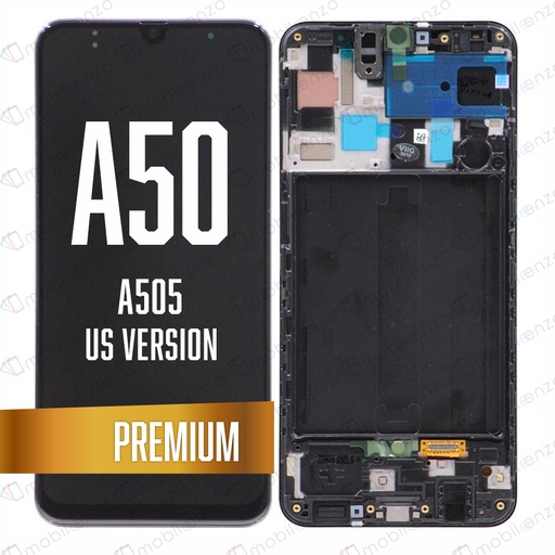 [LCD-A505U-WF-PM-BK] OLED Assembly For Samsung Galaxy A50 (A505U / 2019) with Frame - Black (Premium) (US Version)