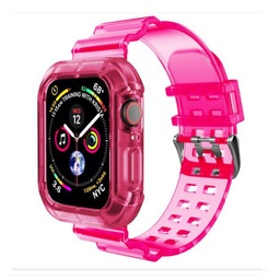 [CS-IW44-CSF-PN] Clear Silicone Color Full Cover for iWatch Band 44mm - Pink