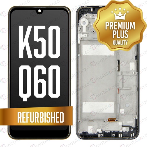 [LCD-LGK50-WF-BK] LCD Assembly With Frame For  LG Q60 (Single Card Version) / K50 (2019 / X520) (Premium) (Aurora Black)