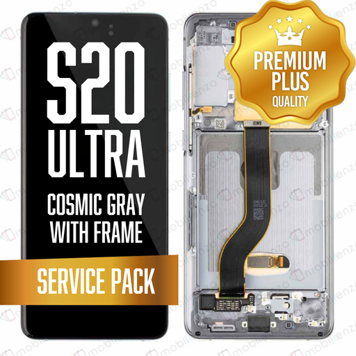 [LCD-S20U-WF-SP-GY] OLED Assembly for Samsung Galaxy S20 Ultra / 5G With Frame - Cosmic Gray (Service Pack)