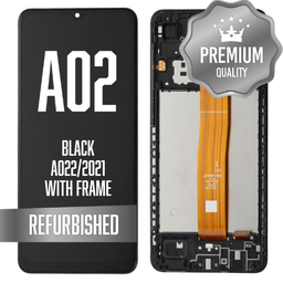 [LCD-A022-WF-PM-BK] LCD Assembly for Galaxy A02 (A022/2021) with Frame - Black (Premium/Refurbished)