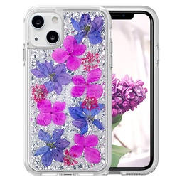 [CS-I13-RFP-PU] Real Flower Protector Case for IPhone 13 (6.1) - Purple