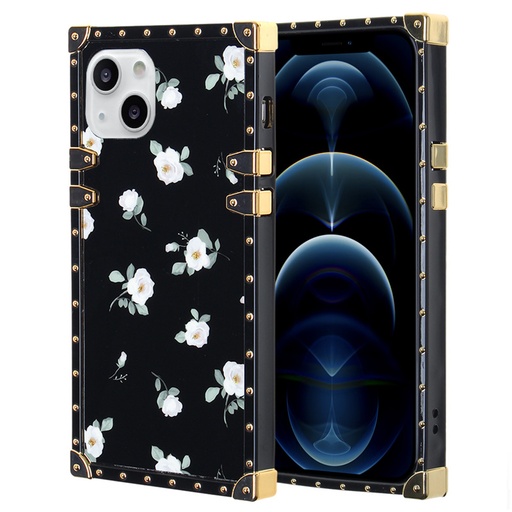 [CS-I13-LT-WHFW] Luxury Trunk Case for Iphone 13 - White Flower