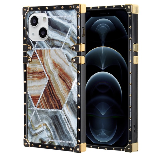 [CS-I13-LT-MRBL] Luxury Trunk Case for Iphone 13 - Marble Blue