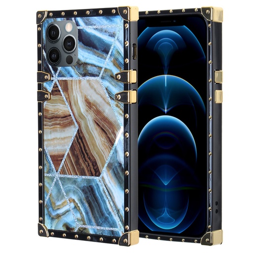 [CS-I13P-LT-MRBL] Luxury Trunk Case for Iphone 13 Pro - Marble Blue