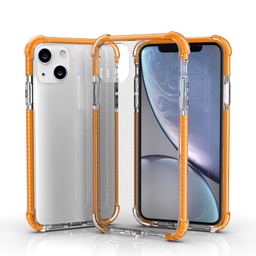 [CS-I13-HEC-ORE] Hard Elastic Clear Case for iPhone 13 - Orange Edge