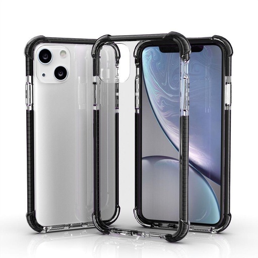 [CS-I13M-HEC-BKE] Hard Elastic Clear Case for iPhone 13 Mini - Black Edge