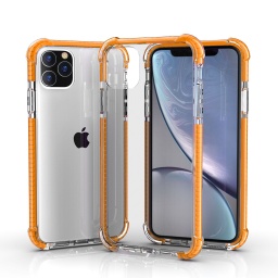[CS-I13P-HEC-ORE] Hard Elastic Clear Case for iPhone 13 Pro - Orange Edge