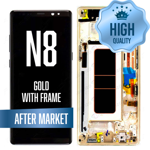 [LCD-N8-WF-HQ-GO] OLED Assembly for Samsung Galaxy Note 8 (N850) With Frame - Gold (Aftermarket - OLED Assembly)