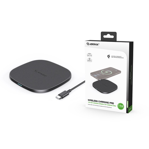 [ACE-EW06PBK] Esoulk QI 15W Wireless Charging Pad Fast Charger (5 ft) - Black