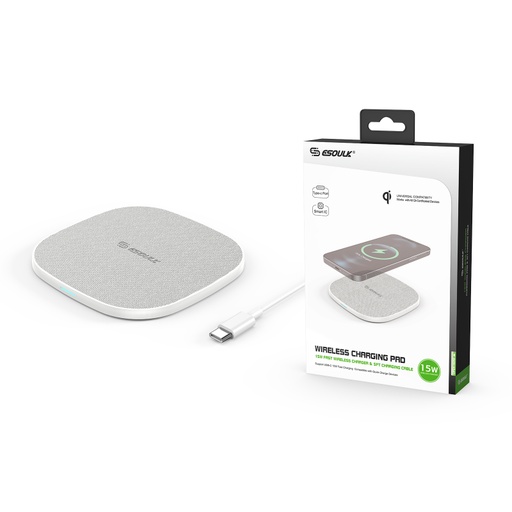 [ACE-EW06-WH] Esoulk EW06 QI 15W Wireless Charging Pad Fast Charger (5 ft) (White)