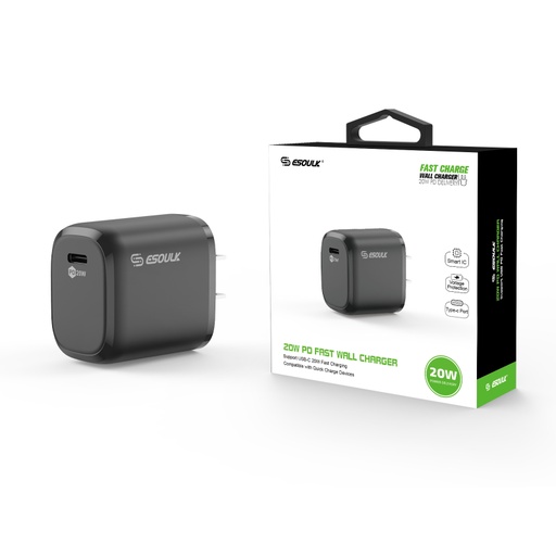 [ACE-EA17-BK] Esoulk 20W PD  Fast Wall Charger (Black)