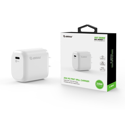 [ACE-EA17-WH] Esoulk 20W PD Fast Wall Charger (White)