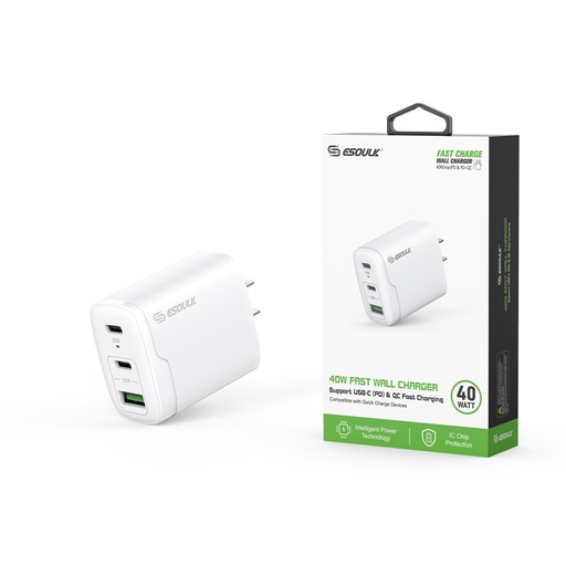[ACE-EA18P-WH] Esoulk 40W Fast Wall Charger - White