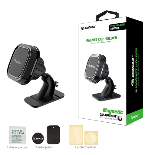 [ACE-EH09P-BK] Esoulk Magnet Car Holder - One-Hand Operation With Charging Cable Holder