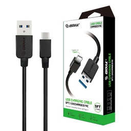 [AC-EC30P-TPC-BK] Esoulk 5ft Round Cable For TYPE-C 1.5A - Black