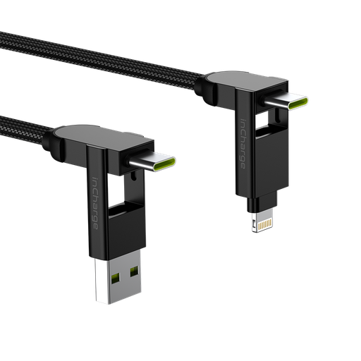[ACE-XMAX01R] Rolling Square Incharge X Max 6 Cables in 1 (input: USB-A and Type-C; Output: Type-C and Lightning) - Black