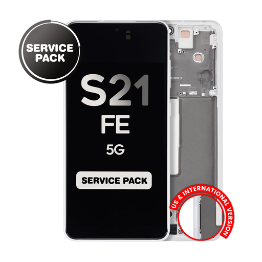 [LCD-S21FE-WF-SP-WH] OLED Assembly for Samsung Galaxy S21 FE 5G (G990) with Frame - WHITE (Service Pack)