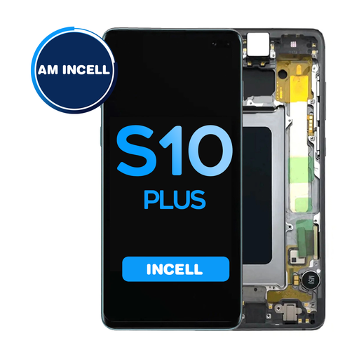 [LCD-S10P-WF-STD-BK] LCD Assembly for Samsung Galaxy S10 Plus (G975) with Frame (Does not support Fingerprint) -Prism Black (Aftermarket - Incell)