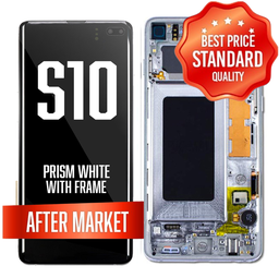 [LCD-S10-HQ-WH] OLED Assembly for Samsung S10 With Frame (Without Fingerprint Sensor) -Prism White (AM/OLED)