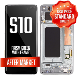 [LCD-S10-HQ-GR] OLED Assembly for Samsung S10 With Frame (Without Fingerprint Sensor) -Prism Green (AM/OLED)