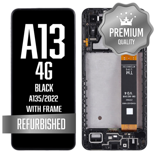[LCD-A135-WF-BK] LCD Assembly with frame for Galaxy A13 4G (A135/2022) - Black (Premium/Refurbished)