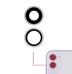 [SP-I11-BCL-WH] Back Camera Lens With Bracket & Bezel Compatible With Iphone 11 (White) (Real Sapphire / Premium) (2 Pcs Set)