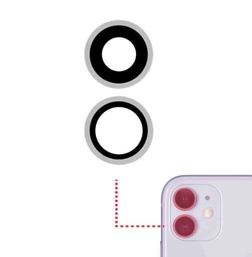 [SP-I11-BCL-WH] Back Camera Lens With Bracket & Bezel For iPhone 11 (White) (Real Sapphire / Premium) (2 Pcs Set)