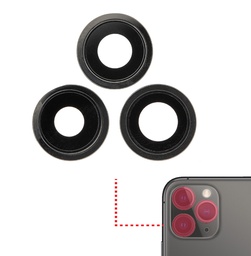 [SP-I11P-BCL-BK] Back Camera Lens With Bracket & Bezel Compatible With Iphone 11 Pro / Pro Max (Black) (Real Sapphire / Premium)