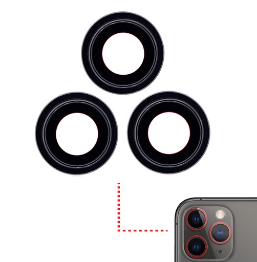 [SP-I12PM-BCLWBB-3S-GRP] Back Camera Lens With Bracket / Bezel For iPhone 12 Pro Max (3 Piece Set) (Real Sapphire / Premium) (Graphite)