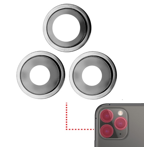 [SP-I12PM-BCLWBB-3S-SLV] Back Camera Lens With Bracket / Bezel For iPhone 12 Pro Max (3 Piece Set) (Real Sapphire / Premium) (Silver)