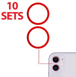 [SP-I12-BCBR-RD] Back Camera Bezel Ring Only Compatible With iPhone 11 / 12 / 12 Mini (Red) (2 Piece Set) (10 Pack)