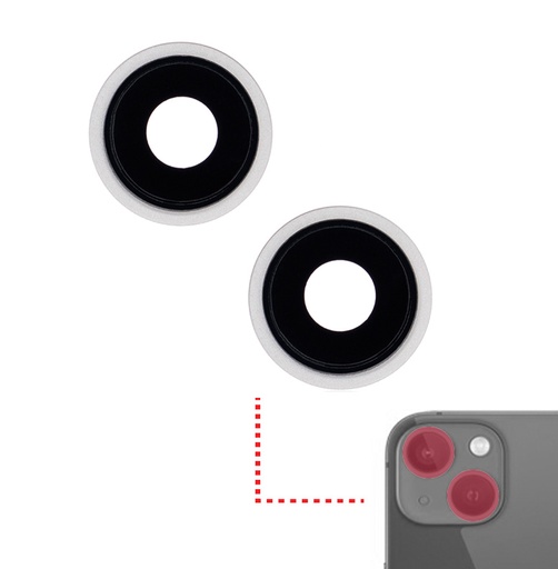 [SP-I13-BCL-ST] Back Camera Lens With Bracket & Bezel Compatible With Iphone 13 / 13 Mini (Starlight) (Real Sapphire / Premium)