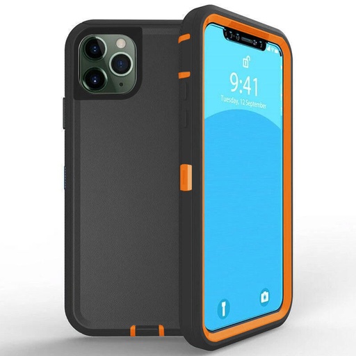 [CS-I14-OBD-BKOR] DualPro Protector Case for iPhone 16e / 14 / 13 - Black & Orange