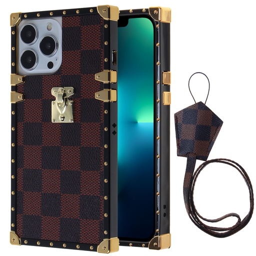 [CS-I14M-LT-BW] Luxury Trunk Case for iPhone 14 Plus - Brown